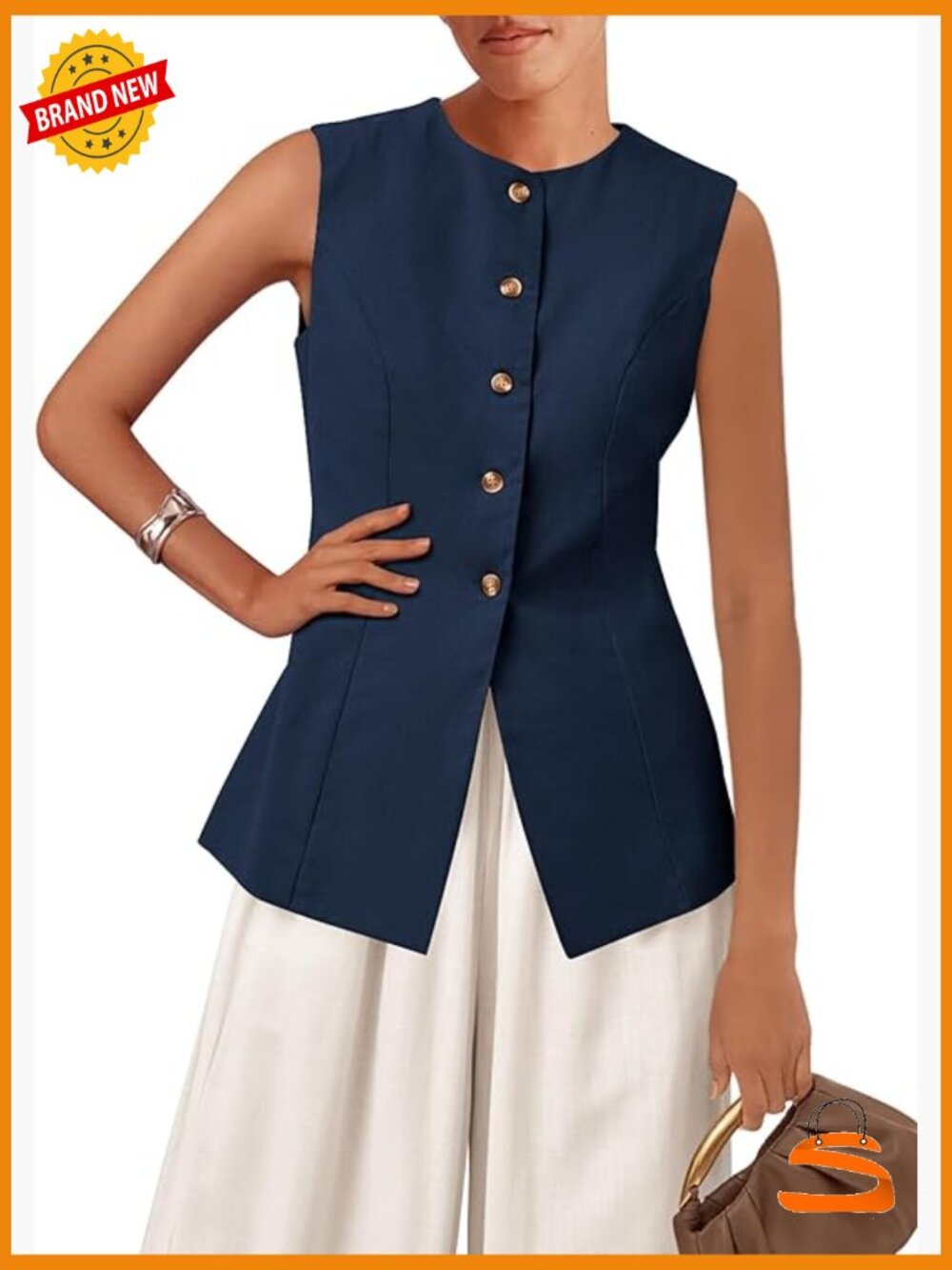 Dressy Sleeveless Blazer Vest for Women Work Suit Waistcoat
